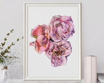 Roses Watercolor Painting Print, Flowers Wall Art, Giclee Print, Roses, Art Print, Botanicals Print, Illustration, Home Décor, Gift, Present