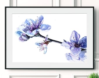 Spring Blossom Aquarelle Painting Print, Fleurs Art Mural, Giclee Print, Flowers Art Print, Botanical Print, Illustration, Home Décor, Cadeau