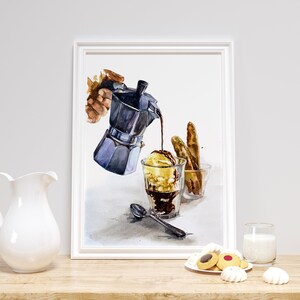 Italian Coffee Watercolor Painting Print, Coffee Wall Art, Giclee Print, Art Print, Coffee Print, Home Décor Illustration, Kitchen Art, Gift