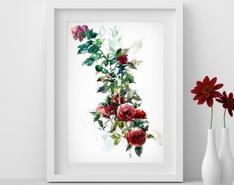 Roses Watercolor Painting Print, Flowers Wall Art, Giclee Print, Roses, Art Print, Botanicals Print, Illustration, Home Décor, Gift, Present