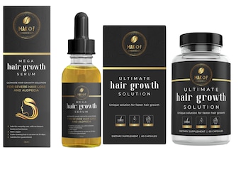 Extra Strength Growth oil Set For Growth. Combination of hair supplement and hair growth oil. 100% effective. 60ml and 60 capsules.