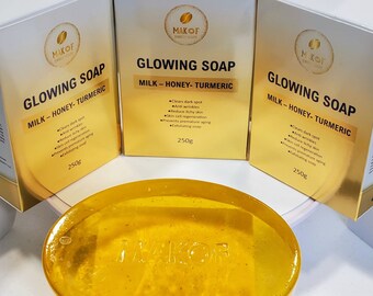 Jabón de miel, leche y cúrcuma, 100% natural orgánico, manchas oscuras, cuerpo, piel, lavado facial, limpiador facial.