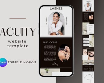 Acuity scheduling template lash tech , Acuity Site Template,  Acuity website template, Acuity Canva template,  esthetician template, Modern