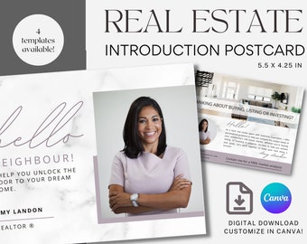 Real Estate Marketing, Real Estate Postcard, Canva Template, Realtor Postcard, Real Estate Mailer, Hello Neighbor Postcard, Farming Card