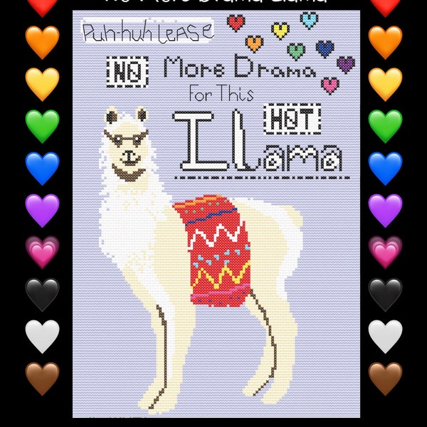 No More Drama Llama Cross-Stitch and C2C Rainbow Heart with a cute colorful satchel. Ask me about changes or making the item for you! <3 <3