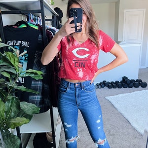 Cincinnati Bleach Dyed V-Neck Tee