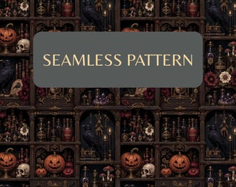 Gothic Kabinett der Raritäten Musterdesign, Whimsigoth Halloween Digital Papier (PNG)