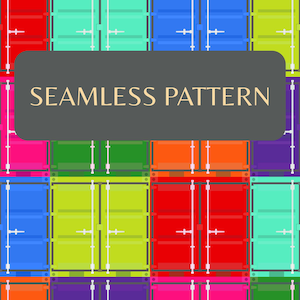 Vibrant Shipping Container Seamless Pattern, Pop Art Logistics Fabric Design (PNG)