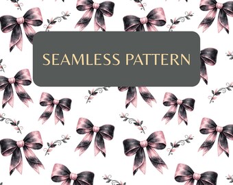 Gothic Coquette Ribbon Muster PNG, Dark Whimsigoth Aquarell Bögen (Digitaler Download)
