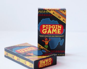 Gioco di carte PIDGIN / Gioco linguistico di ispirazione africana / Cultura dell'Africa occidentale / Stampa africana / Di proprietà nera / Divertimento notturno di gioco / Afro / Gioco di gioco