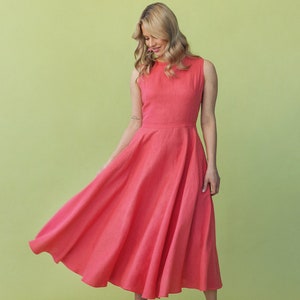 SALE / Pink dress SEA / Flattering midi dress / Elegant linen dress / Sleeveless midi dress for summer / Cocktail dress / Resort dress image 5