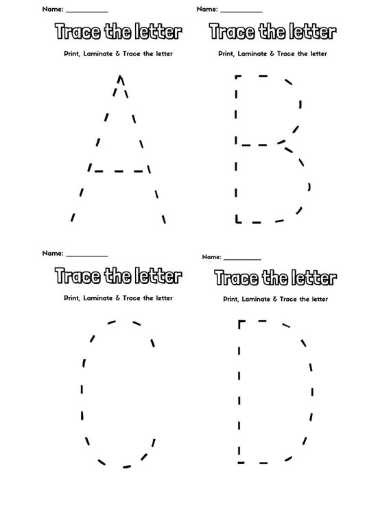Printable Large Letters Alphabet Tracing Worksheet Etsy