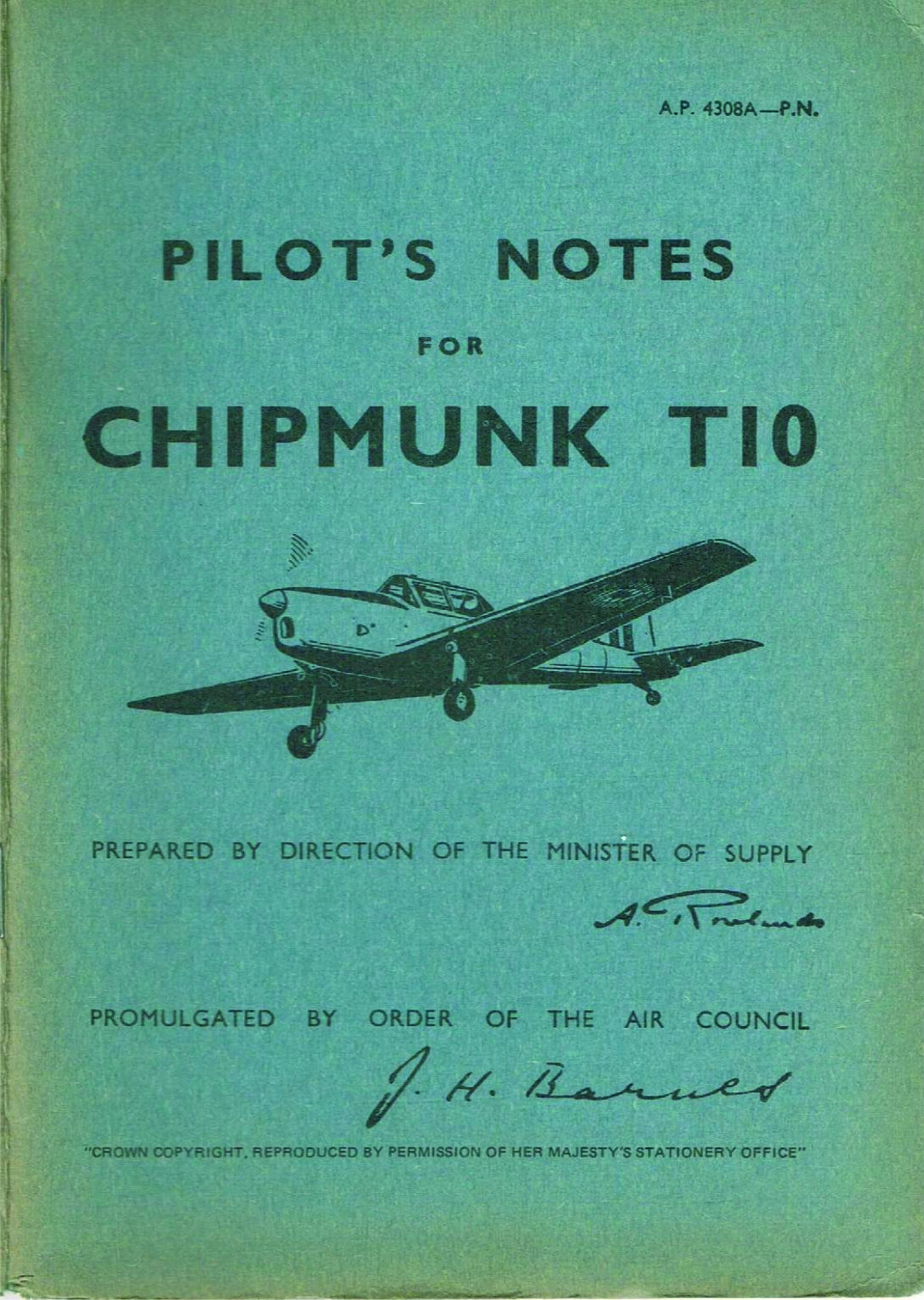 Chipmunk T.10 RAF Basic Trainer: Manual de operaciones de notas del ...