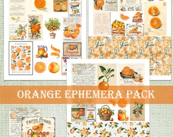 Junk Journal Ephemera, Oranges, Scrapbook Collage, Scrapbooking Digital Download, Printable, Embellishments, Citrus Decoupage, Journaling