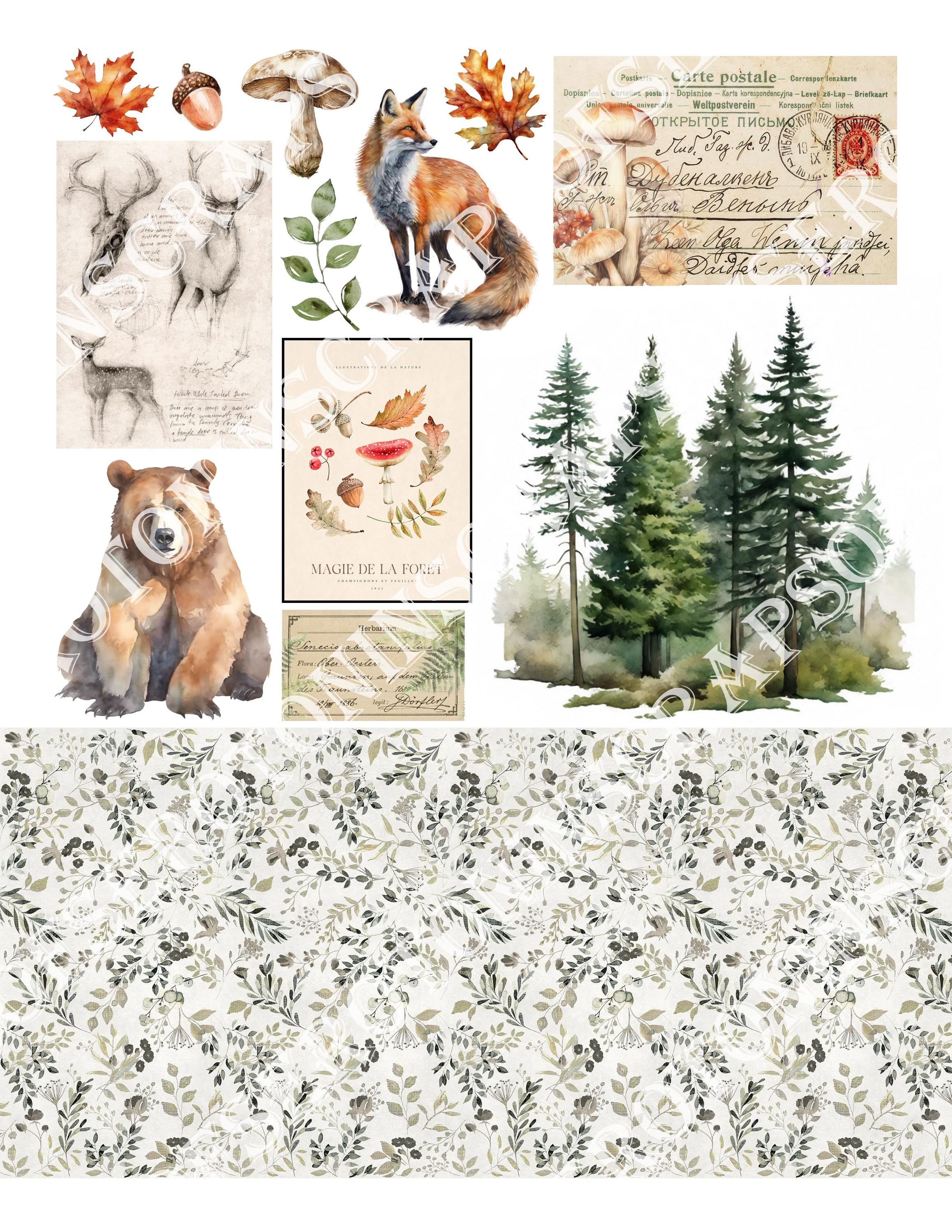 Junk Journal Ephemera, Woodland, Scrapbook Digital Download, Journaling ...