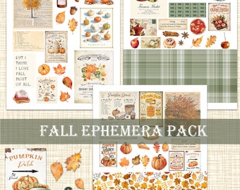 Junk Journal Ephemera, Fall Scrapbook Digital Download, Journaling Printable, Autumn Embellishments, Cozy Decoupage, Season Ephemera, Leaf