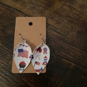 Patriotic faux leather earrings