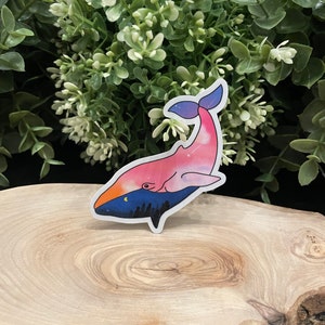 City Pop Whale Glossy Laptop Tablet Phone Sticker Aesthetic