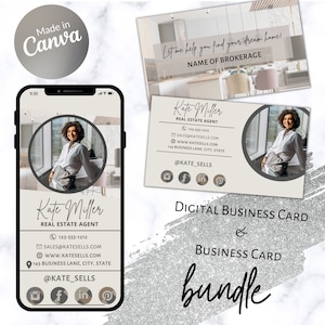 Digital Business Card and Business Card Bundle Modern Realtor Marketing Real Estate Marketing Realty Professional Real Estate Business Card