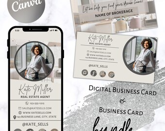 Digital Business Card and Business Card Bundle Modern Realtor Marketing Real Estate Marketing Realty Professional Real Estate Business Card