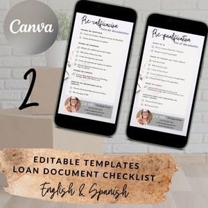 Textable Loan Documents Checklist Mortgage Checklist Loan Application Checklist Loan Documents Guide Loan Officer Marketing Spanish&English