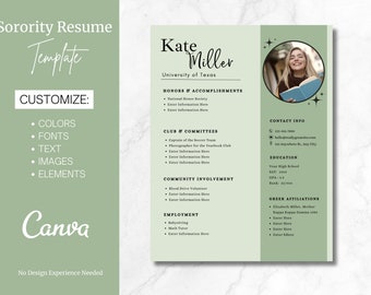 Sorority Resume Template with Photo Sorority Resume Download Sorority Resume and Cover Letter Sorority Recruitment Pack Rush Resume Template