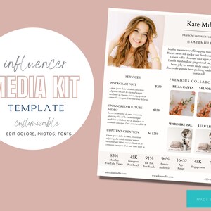 One Page Media Kit for Influencers Instagram Media Kit Media Kit Canva Media Kit Template Tik Tok Media Kit Influencer Media Kit Rate Sheet