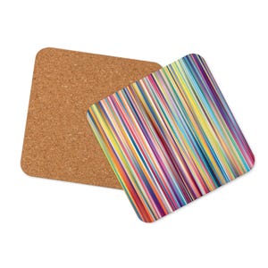 Lightweight Rainbow Cork Back Coaster, Colorful Coasters, Colourful Coasters, Table Coasters