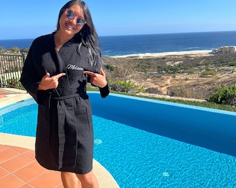 Personalized Waffle Robes for Women- Monogram Customized Bathrobes - Bridesmaids Robes, Weddings, Birthday, Anniversary, Christmas Gifts