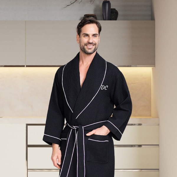 Monogram Mens Spa Robe Etsy