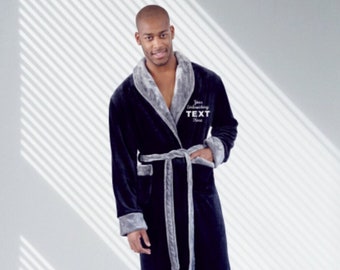 Personalized Plush Robes for Men - Customized Gift for Him - Custom Initial Name Bathrobe -Embroidered Fleece Robe - Gift for Dad, Husband
