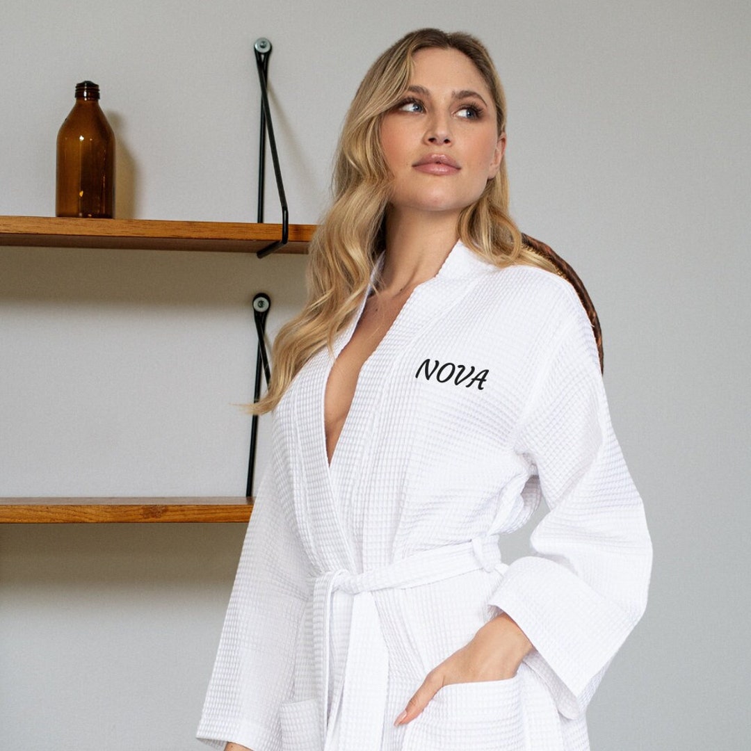 Customized Waffle Bathrobes for Women Personalized Birthday, Holiday