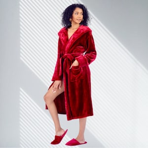 red robe for women with matching color slipper set and embroidery option