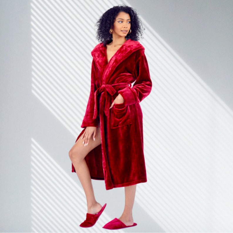 red robe for women with matching color slipper set and embroidery option