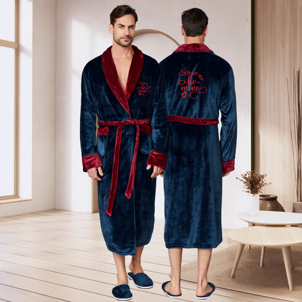 Polished King Double-Sided Plush Printed Men's Robe / Customizable