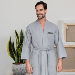 Men's Waffle Robe: Personalized Embroidered Spa Bathrobe - Etsy