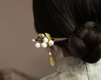 Lily of the Valley hairpin, Vintage Hair Stick, Flower Hair Clip, Vintage Hair Clip, Tassels Hair Pins, Hanfu Accessories, Chinese Hairpin