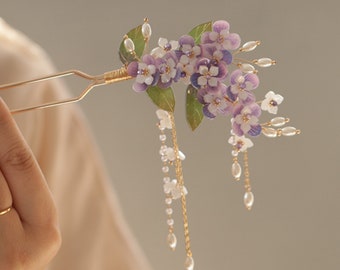 Fairy Wisteria Hairpin, Vintage Hair Stick, Flower Hairpin, Chinese Hairpin, Tassels Hair Pins, Hanfu Accessories, Metal Hairpin, Gift