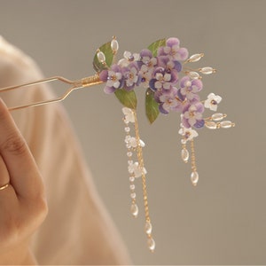 Fairy Wisteria Hairpin, Vintage Hair Stick, Flower Hairpin, Chinese Hairpin, Tassels Hair Pins, Hanfu Accessories, Metal Hairpin, Gift