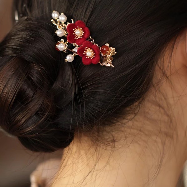 Plum Blossom Hair Clip, Fairy Hair Clip, Classical Hair Clip, Chinese Hairpin, Side Hair Clip, Hanfu Aaccessories, Wedding Accessories, Gift