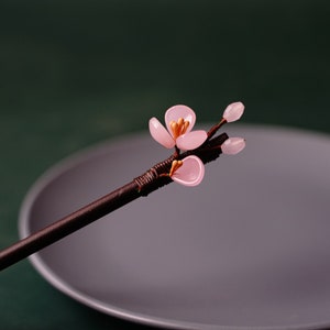 Buy 1 Get 1 Free Flower Wood Hairpin, Glass Hair Stick, Hanfu Hairpin, Wooden Hair Clip, Elegant Hair Stick, Hair Accessories, Gifts for her Pink