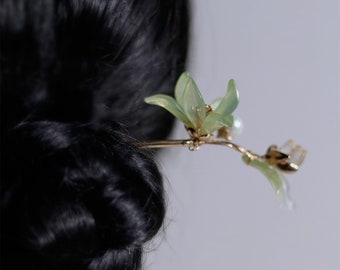 Bâton de cheveux d'orchidées, fourchette de cheveux vintage, épingle à cheveux Hanfu chinois, fourchette de cheveux de fleur, bâton de cheveux chinois, accessoires de cheveux doux rétro, cadeaux