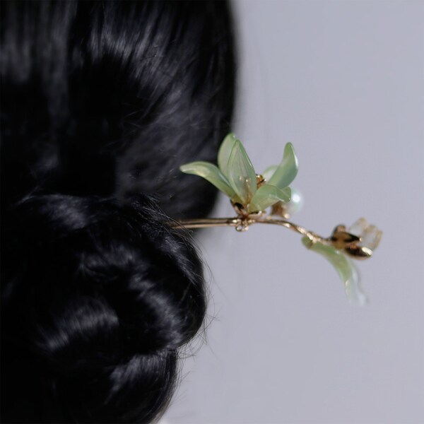 Bastoncino per capelli orchidea, forchetta per capelli vintage, forcina Hanfu cinese, forchetta per capelli fiore, bastoncino per capelli cinese, accessori per capelli delicati retrò, regali