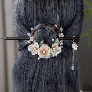Vintage Gardenia Haarstab, Französische Botanische Haarnadel, Quasten Haarstab, Uralte Haarspange, Chinesische Haarnadel, Hanfu Haarschmuck, Geschenke