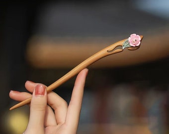 Flower Hair Stick, Wooden Hairpin, Chinese Hairpin, Vintage Hair Stick, Sandalwood Hairpin, Hanfu Accessories, Cheongsam Accessories, Gifts