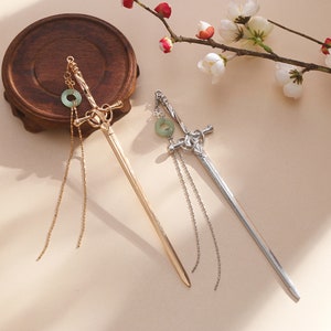 Elven Sword Hairpin, Punk Sword Hairpins, Sword Hair Sticks, Sword Bun Holders, Gothic Hairpins, Cosplay Accessories, Hair Accessories