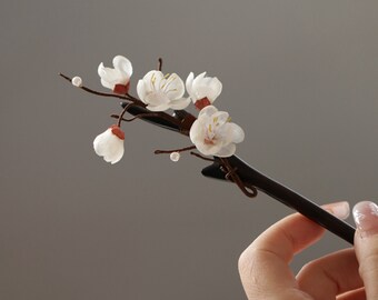 Plum Blossom Hair Stick, Flower Hair Stick, Chinese Hairpin, Vintage Sandalwood Hair Stickers, Korea Hair Pin, Hanfu Accessories ,Gifts