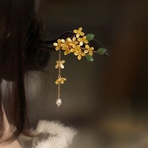Osmanthus Hair Stick, Flowers Hair Stick, Chinese Hairpin, Hair Stick with Tassels, Retro Hair Fork, Hanfu Accessories, Hair Jewelry, Gifts