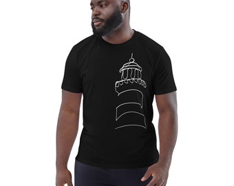 Men organic cotton t-shirt, Lighthouse line drawing