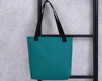 blue green Peacock patterned Tote / canvas bag